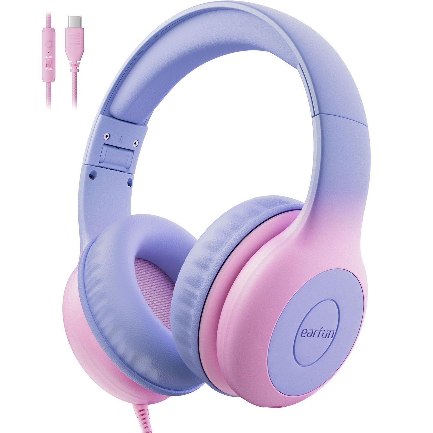EarFun K1 Kids Headphones Wired with Mic, Volume Limit Headphones for Kids