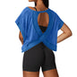 UNIANKIYA Open Back Workout Tops for Women Loose Fit Athletic Crop Tee Short Sleeve Gym Running Yoga Shirt