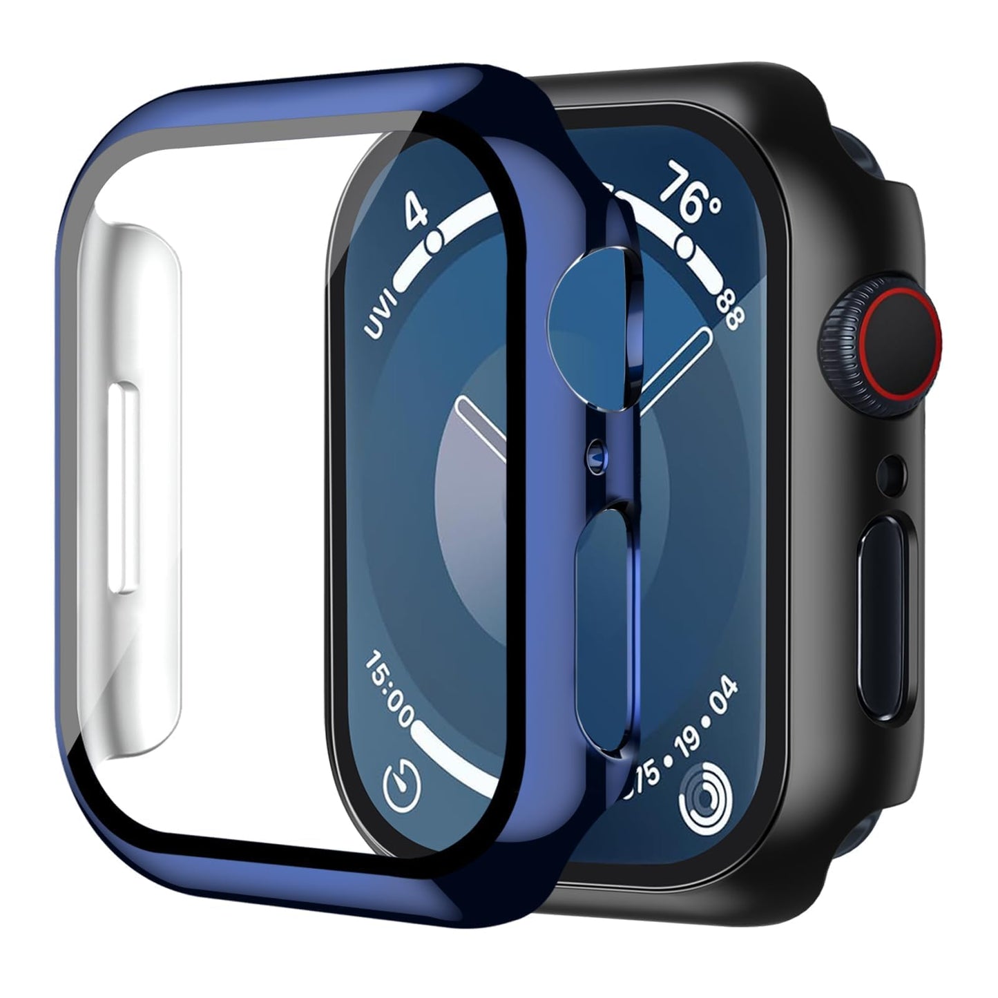 Smiling 2 Pack Case Compatible with Apple Watch SE 3 (2025)/ SE 2/ SE/Series 6/5/4 40mm with Tempered Glass Screen Protector, Hard PC Case Overall Protective Cover- 1 Blue+ 1 Transparent