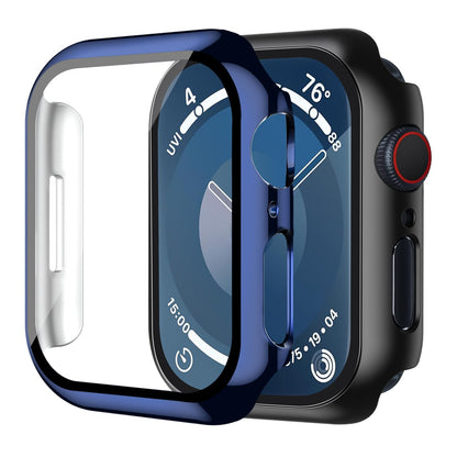 Smiling 2 Pack Case Compatible with Apple Watch SE 3 (2025)/ SE 2/ SE/Series 6/5/4 40mm with Tempered Glass Screen Protector, Hard PC Case Overall Protective Cover- 1 Blue+ 1 Transparent