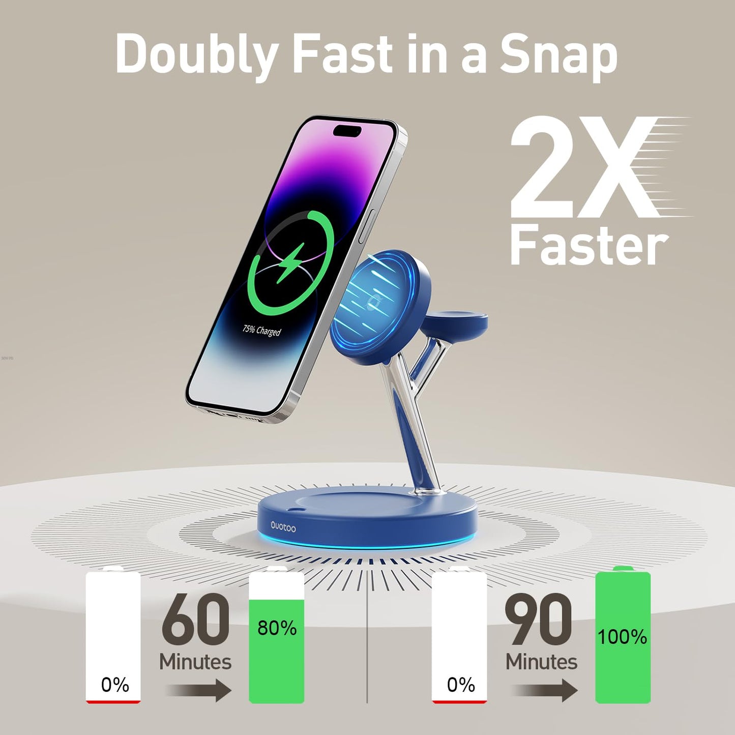 3 in 1 Mag-Safe Wireless Charger Stand for iPhone Apple Watch AirPods