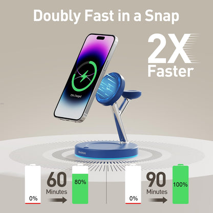 3 in 1 Mag-Safe Wireless Charger Stand for iPhone Apple Watch AirPods