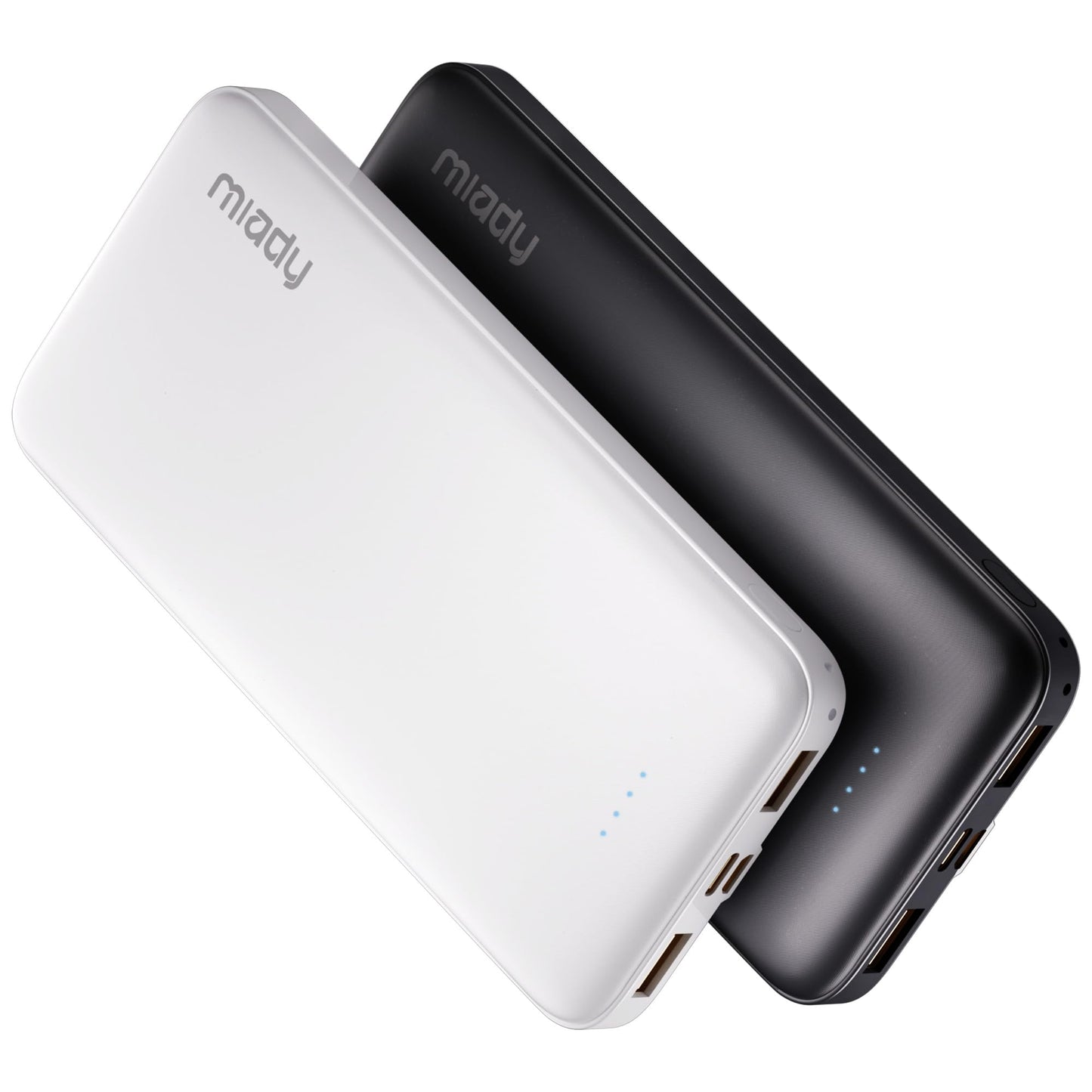 Miady 2-Pack Portable Charger, Slim 10000mAh Power Bank Travel Battery Pack