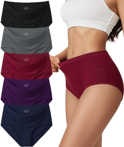 Vevmon Cotton Underwear for Women High Waisted Soft Ladies Panties 5 Pack