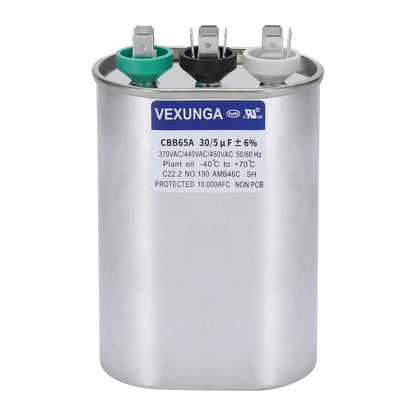 VEXUNGA 5uF 370/440VAC 50/60Hz CBB65 CBB65A Oval Run Start Capacitor 5 MFD 370V/440V Air Conditioner Capacitors for AC Unit Fan Motor Start or Pool Pump or Air Condenser Straight Cool