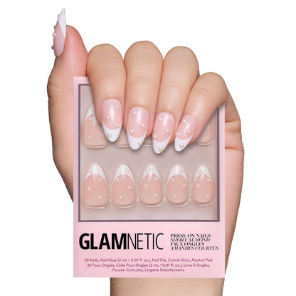 Glamnetic Press On Nails - Short Almond, Glossy Fake Nails 24 Pc Full Kit
