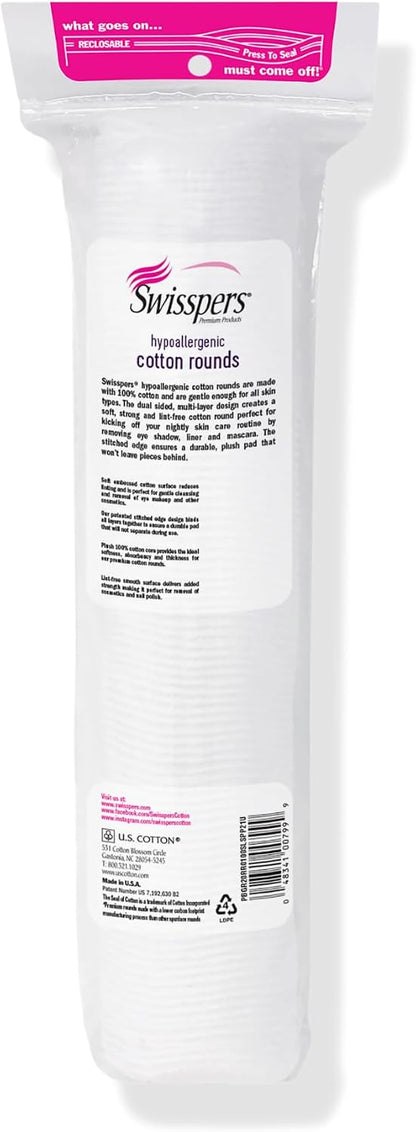 Swisspers Premium Cotton Rounds, Dual-Sided, 100 Count (Pack of 3)