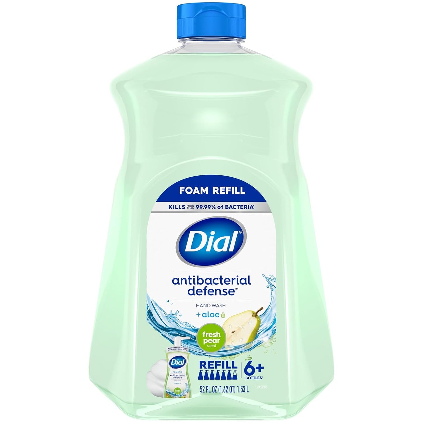 Dial Antibacterial Defense Foaming Hand Soap Refill, Spring Water, 52 Fl Oz