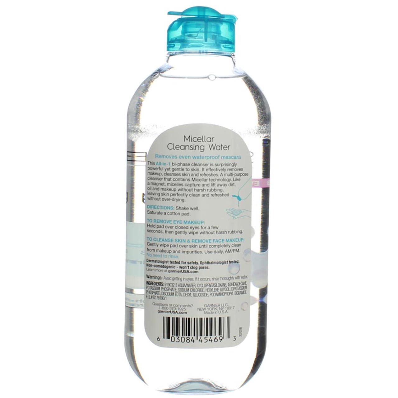Garnier Micellar Water For Waterproof Makeup, Hydrating Facial Cleanser & Makeup Remover, Suitable for Sensitive Skin, Vegan, Cruelty Free, 13.5 Fl Oz (400mL), 1 Count