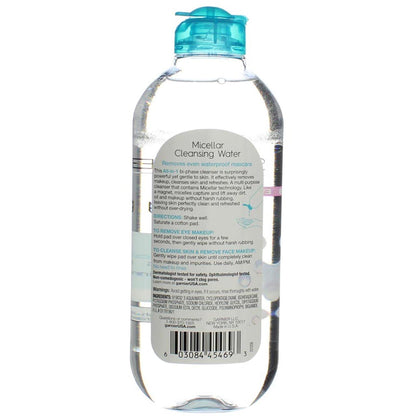 Garnier Micellar Water For Waterproof Makeup, Hydrating Facial Cleanser & Makeup Remover, Suitable for Sensitive Skin, Vegan, Cruelty Free, 13.5 Fl Oz (400mL), 1 Count