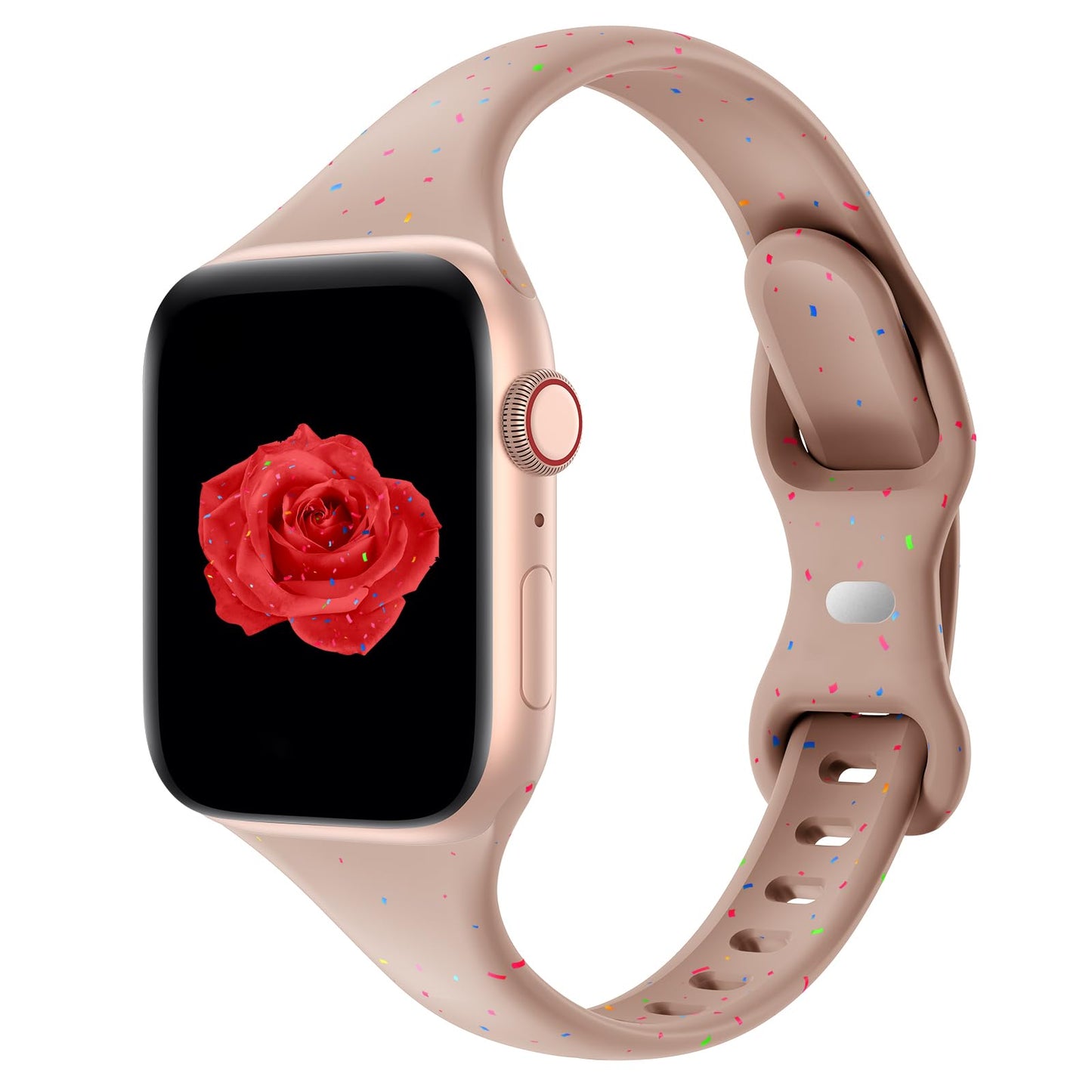 Thin Slim Band Compatible with Apple Watch 38mm 40mm 41mm 42mm 44mm 45mm 46mm 49mm, Replacement Silicone Sport Strap for iWatch Series 11/10/9/8/7/6/5/4/3/2/1 Ultra SE Women Men, Light Blush