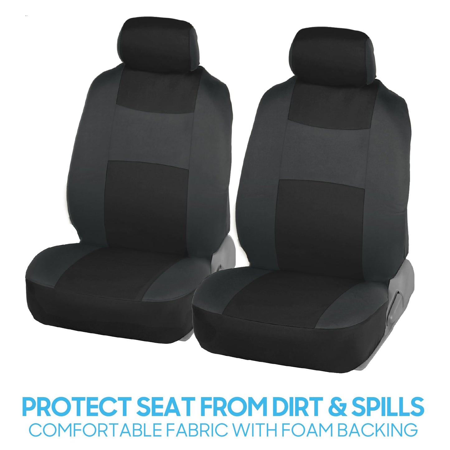 BDK PolyPro Car Seat Covers Full Set in Solid Black, Front and Rear Split Bench Seat Covers for Cars, Easy to Install Car Seats Cover Set and Accessories for Auto Trucks Van SUV - Solid Black