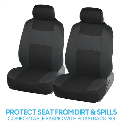 BDK PolyPro Car Seat Covers Full Set in Solid Black, Front and Rear Split Bench Seat Covers for Cars, Easy to Install Car Seats Cover Set and Accessories for Auto Trucks Van SUV - Solid Black