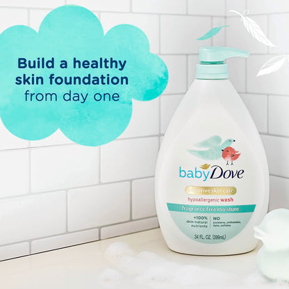 Baby Dove Care Baby Wash Fragrance-Free Moisture 1 Pack 34 oz