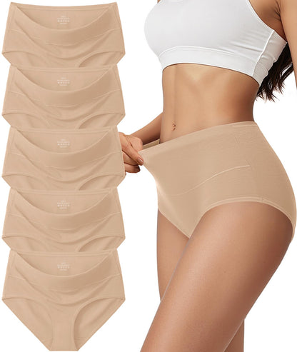 Vevmon Cotton Underwear for Women High Waisted Soft Ladies Panties 5 Pack