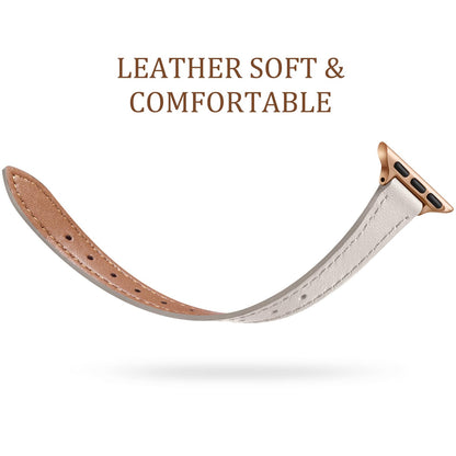 Charlam Slim Leather Band Compatible with Apple Watch Bands for Women 40mm 38mm 41mm 42mm 44mm 45mm 46mm, Top Grain Genuine Leather Strap Thin Wristband for iWatch Series 11 10 SE 9 8 7 6 5 4 3 2 1