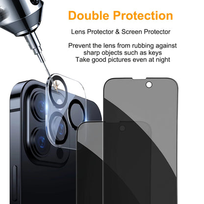 PEHAEL for iPhone 16 Pro Max Privacy Screen Protector+Camera Lens Protector