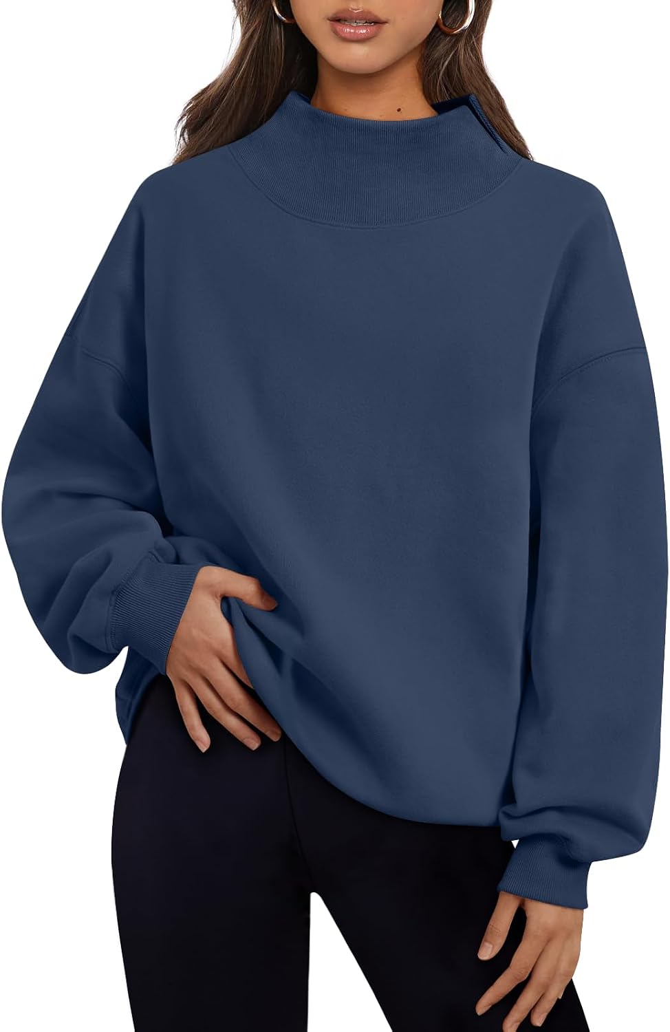 Trendy Queen Womens Mock Neck Sweatshirts Oversized Pullover Fall Outfits