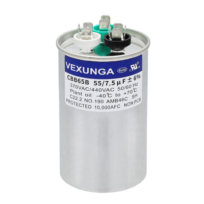 VEXUNGA 5uF 370/440VAC 50/60Hz CBB65 CBB65A Oval Run Start Capacitor 5 MFD 370V/440V Air Conditioner Capacitors for AC Unit Fan Motor Start or Pool Pump or Air Condenser Straight Cool