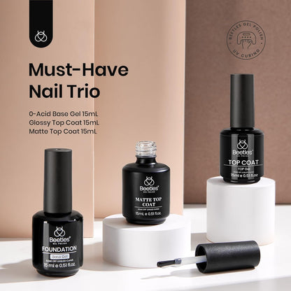 Beetles 2 Pcs 15ml No Wipe Gel Top Coat and Base Coat Set