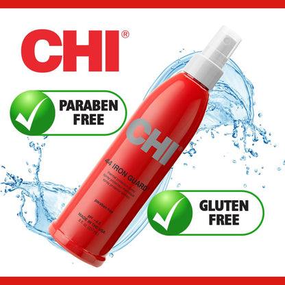 CHI 44 Iron Guard Thermal Protection Spray for Hair, Heat Damage Shield with Ceramic Minerals, Lightweight Styling Spray, Frizz Control & Shine Enhancer, 8 Fl Oz