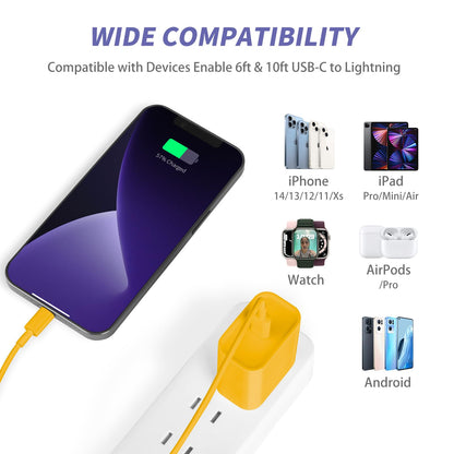 iPhone Charger Fast Charging,2Pack 20W Type C Fast Charger Block with [10FT&6FT] USB C to Lightning Cable Compatible for iPhone 14/13/12/11 Pro Max/Xs Max/XR/X,iPad