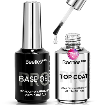 Beetles 2 Pcs 15ml No Wipe Gel Top Coat and Base Coat Set