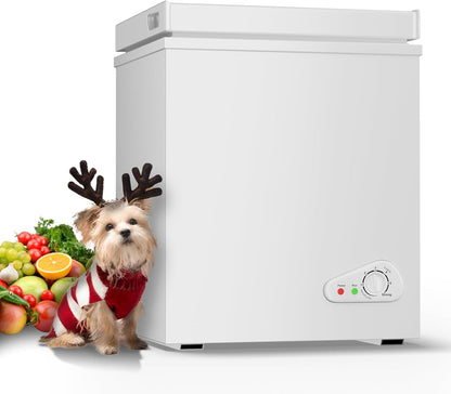 TABU 3.5 Cubic Feet Chest Freezer, Compact Deep Freezer, Black