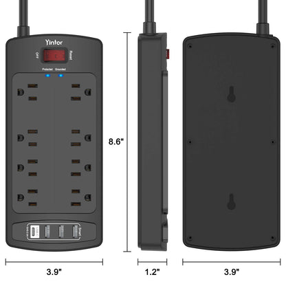 Yintar 6Ft Surge Protector Power Strip with 8 Outlets and 4 USB Ports