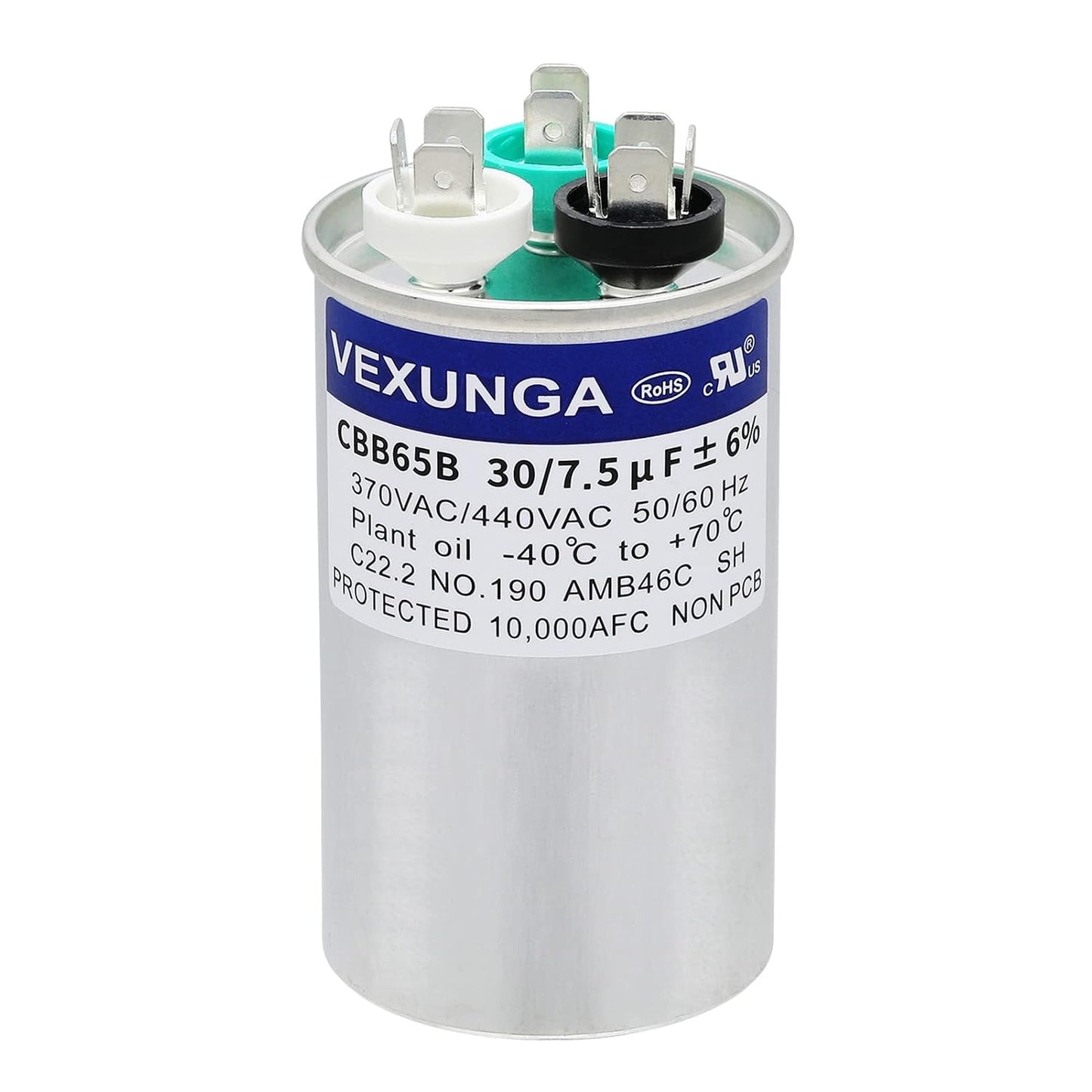 VEXUNGA 5uF 370/440VAC 50/60Hz CBB65 CBB65A Oval Run Start Capacitor 5 MFD 370V/440V Air Conditioner Capacitors for AC Unit Fan Motor Start or Pool Pump or Air Condenser Straight Cool