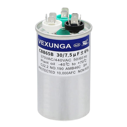 VEXUNGA 5uF 370/440VAC 50/60Hz CBB65 CBB65A Oval Run Start Capacitor 5 MFD 370V/440V Air Conditioner Capacitors for AC Unit Fan Motor Start or Pool Pump or Air Condenser Straight Cool