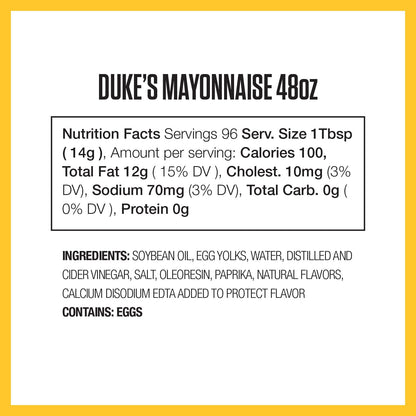 Duke’s Real Mayonnaise Jar – Original Smooth & Creamy Taste, 48 Ounce (Pack of 1)
