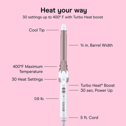 Conair Curling Iron, Double Ceramic, 1" Barrel, White/Rose Gold