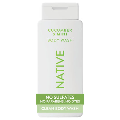 Native Clean Body Wash, Gentle & pH-balanced for Sensitive Skin, 24-Hr Freshness for Women & Men, Vegan & Cruelty-Free, Free of Sulfates, Parabens & Phthalates, Cashmere & Rain, 18 fl oz