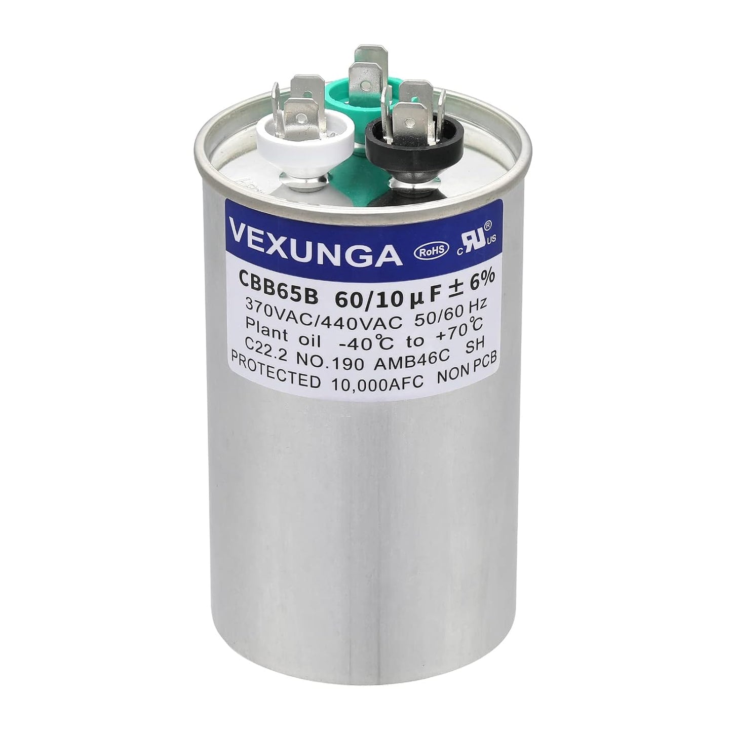 VEXUNGA 5uF 370/440VAC 50/60Hz CBB65 CBB65A Oval Run Start Capacitor 5 MFD 370V/440V Air Conditioner Capacitors for AC Unit Fan Motor Start or Pool Pump or Air Condenser Straight Cool