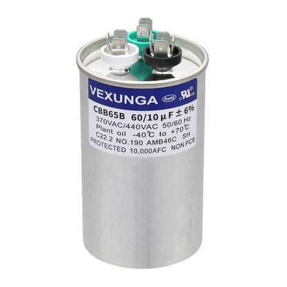 VEXUNGA 5uF 370/440VAC 50/60Hz CBB65 CBB65A Oval Run Start Capacitor 5 MFD 370V/440V Air Conditioner Capacitors for AC Unit Fan Motor Start or Pool Pump or Air Condenser Straight Cool