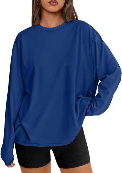 Trendy Queen Womens Oversized Long Sleeve Shirts Fall Tops 2026 Basic Tees