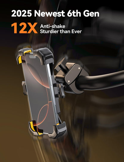JOYROOM Motorcycle Phone Mount, [1s Auto Lock][100mph Military Anti-Shake] Bike Phone Holder for Bicycle, [10s Quick Install] Handlebar Phone Mount, Compatible with iPhone, Samsung, All Cell Phone