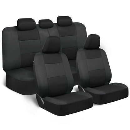 BDK PolyPro Car Seat Covers Full Set in Solid Black, Front and Rear Split Bench Seat Covers for Cars, Easy to Install Car Seats Cover Set and Accessories for Auto Trucks Van SUV - Solid Black