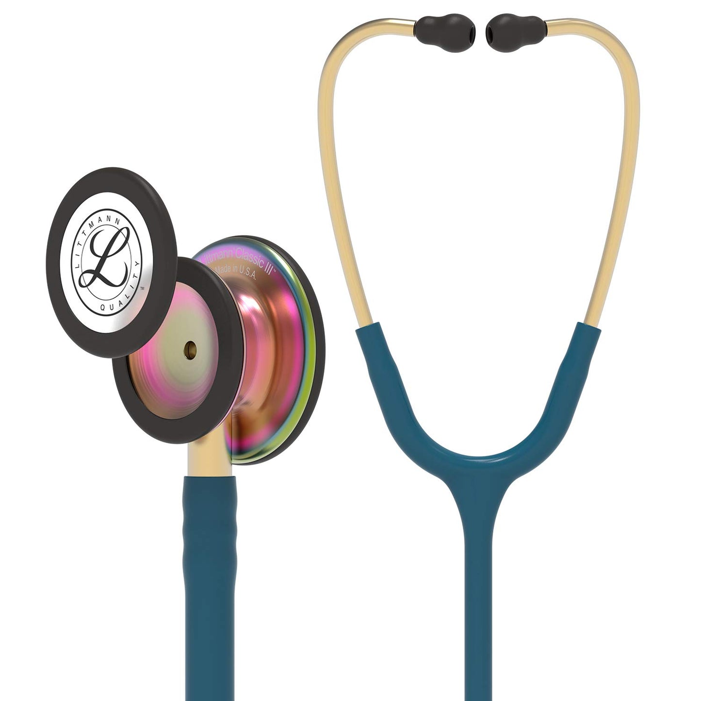 3M Littmann Classic III Monitoring Stethoscope, 5803, More Than 2X as Loud, Weighs Less, Stainless Steel Black-Finish Chestpiece, 27" Black Tube, Stem and Headset