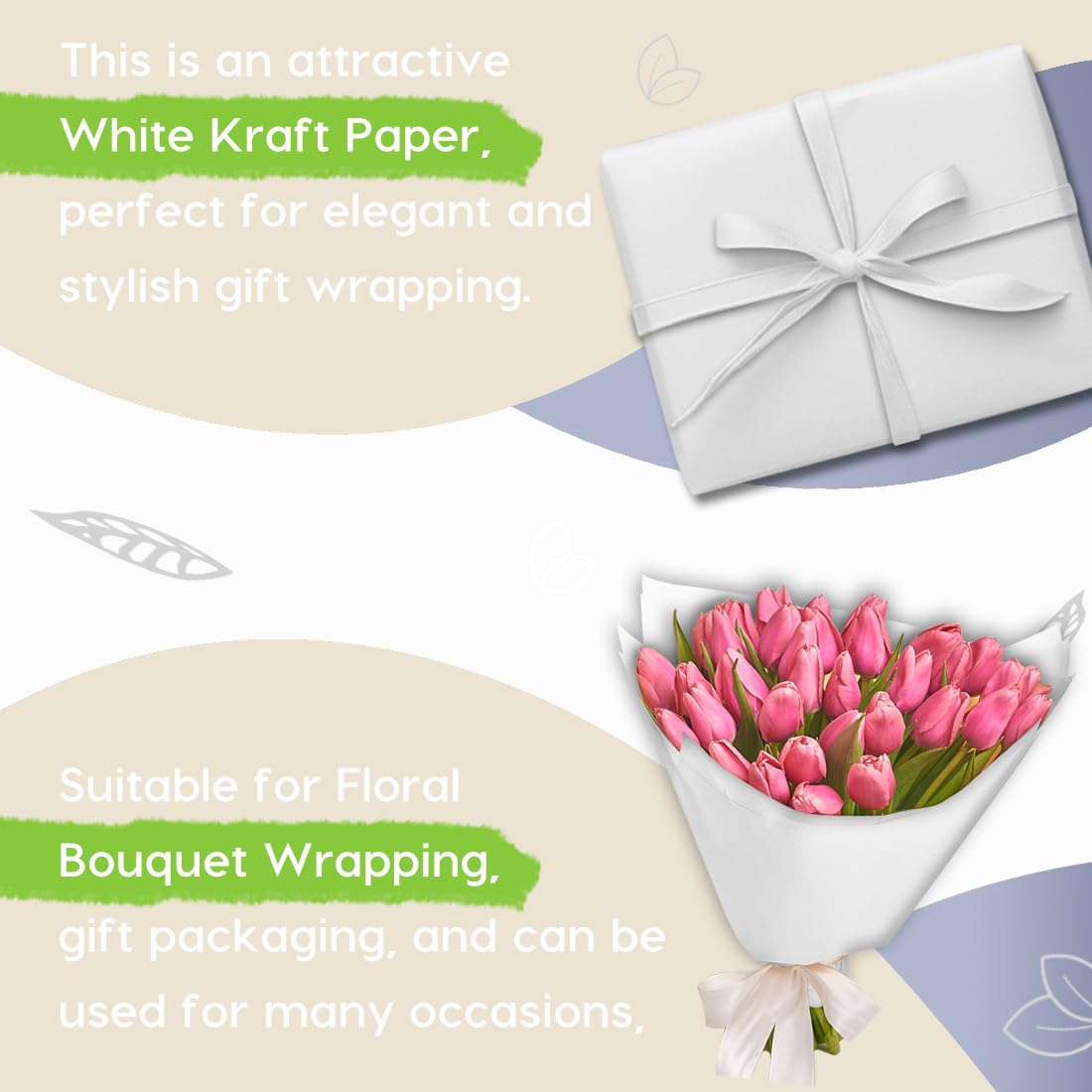 PerkHomy Brown Kraft Paper Roll 36" x 1,440" (120') for Craft Bulletin Board Paper Art Table Covering Crafting Gift Wrapping Bouquet Packing Parcel 70GSM 50LB (Brown, 36" x 120')