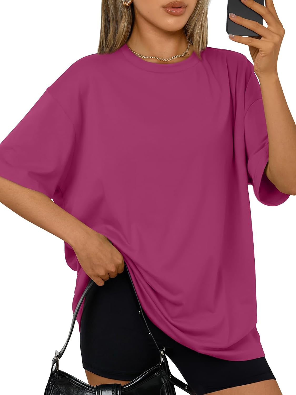 Trendy Queen Womens Oversized T-Shirts Short Sleeve Crew Neck Summer Tops