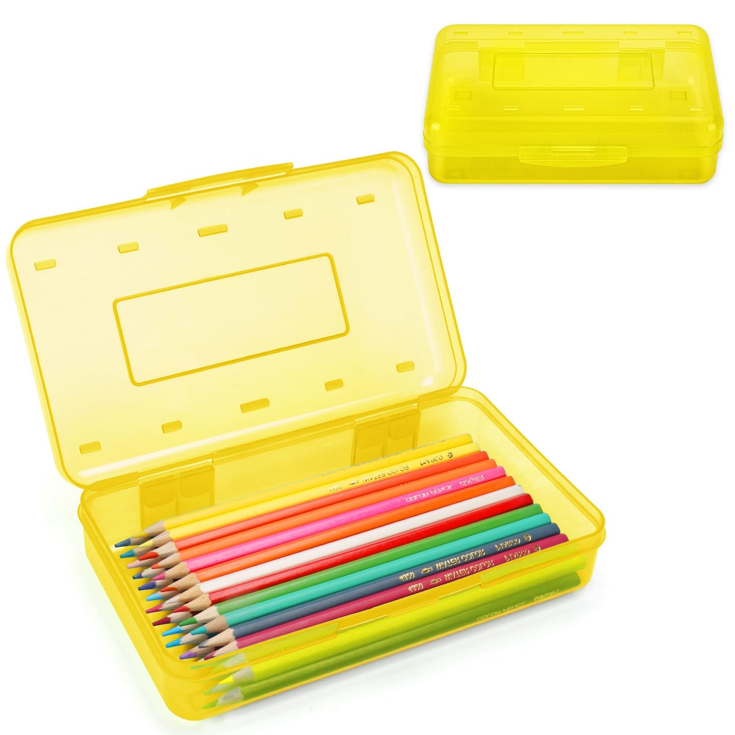 Clear Plastic Hard Pencil box Case with Personalized Sticker for Girl Boy