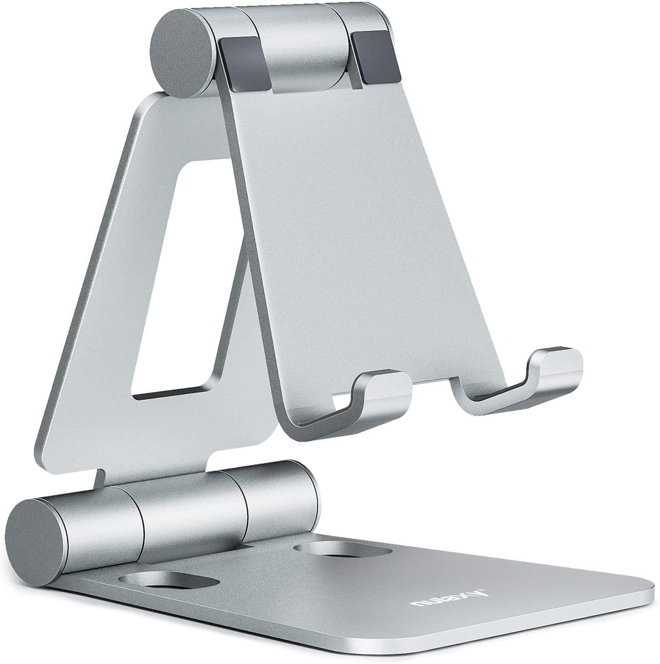 Nulaxy Full Aluminum Dual Folding Cell Phone Stand for Desk, Silver