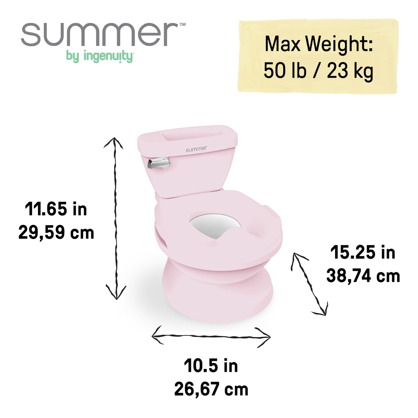 Ingenuity My Size Potty Pro 2-in-1 Potty Training Toilet, Floor Potty with Removable Potty Seat for Standard Toilets, Realistic Flushing Sound, for Toddlers Ages 18+ Months, Up to 50 lb