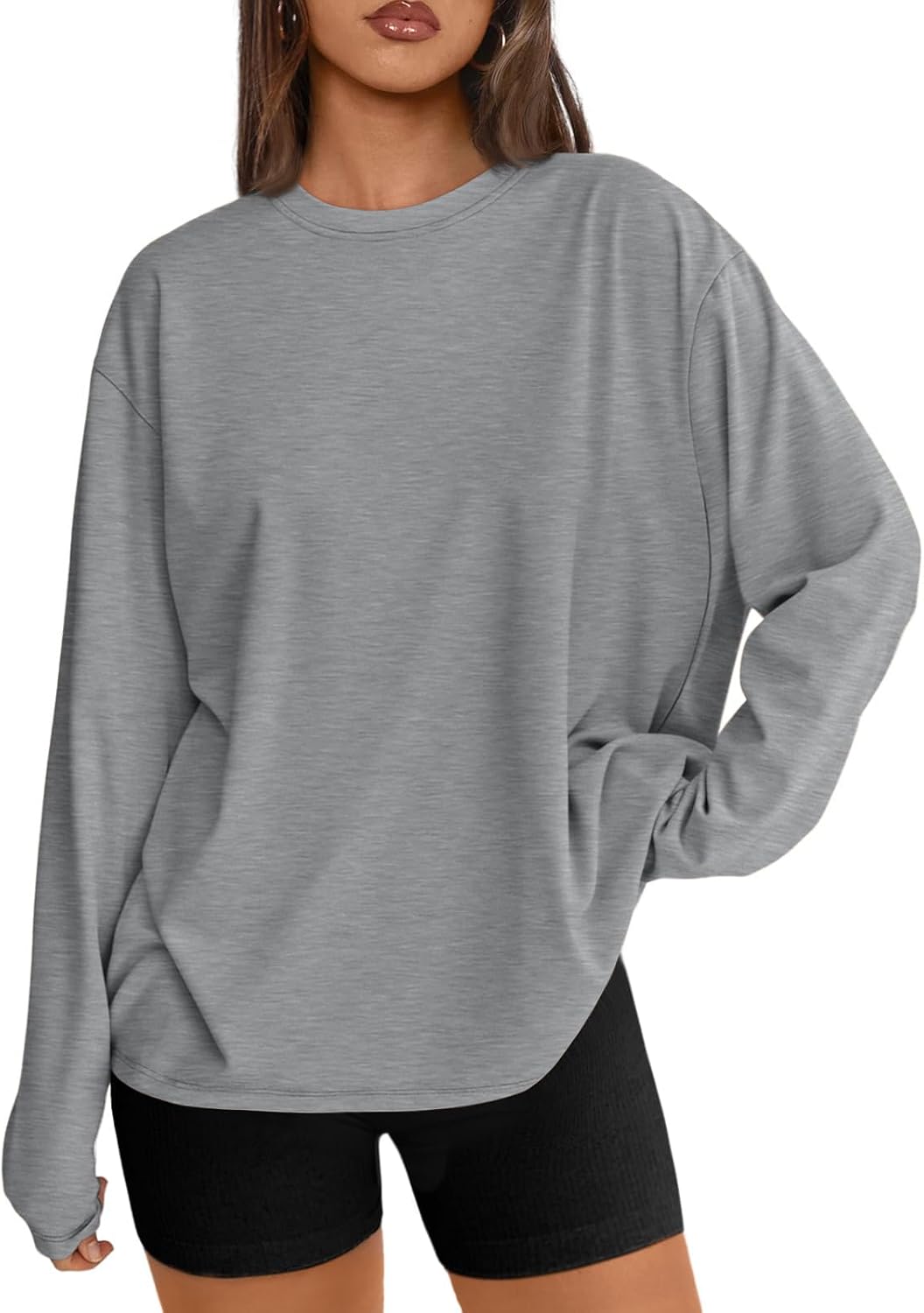 Trendy Queen Womens Oversized Long Sleeve Shirts Fall Tops 2026 Basic Tees