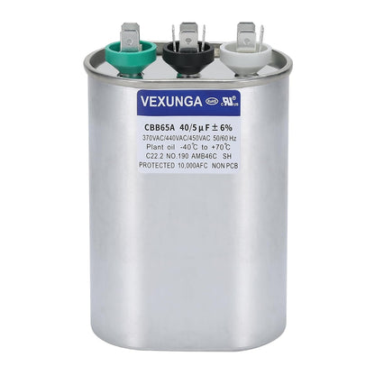 VEXUNGA 5uF 370/440VAC 50/60Hz CBB65 CBB65A Oval Run Start Capacitor 5 MFD 370V/440V Air Conditioner Capacitors for AC Unit Fan Motor Start or Pool Pump or Air Condenser Straight Cool