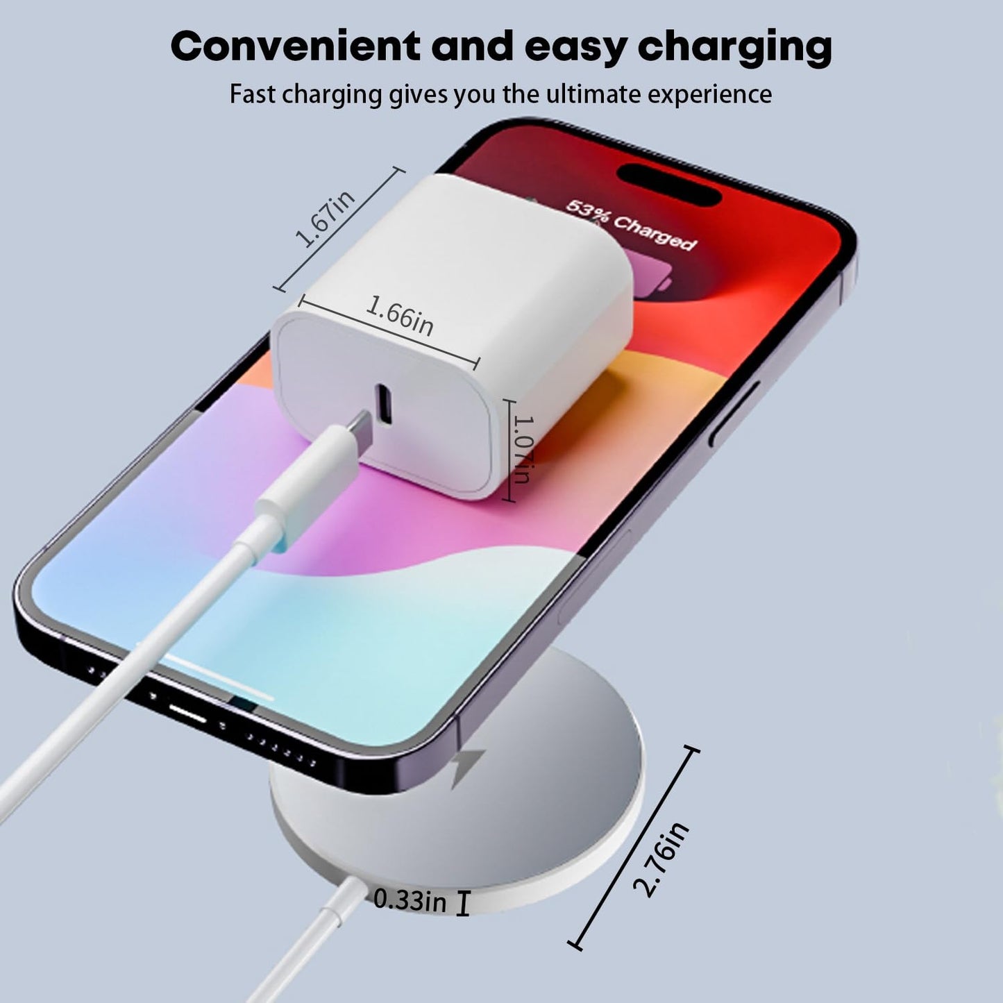 Magnetic Wireless Charger for iPhone,2 Pack Apple Magsafe Charger 10FT Long
