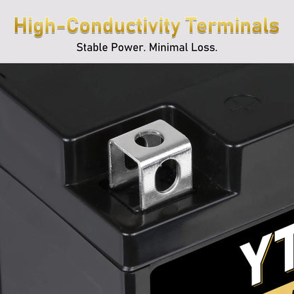 YTX14AH-BS 12V 12Ah Motorcycle Battery, 220CCA Rechargeable Maintenance Free Sealed AGM Battery, Powersport Replacement for ATV, UTV, Scooter