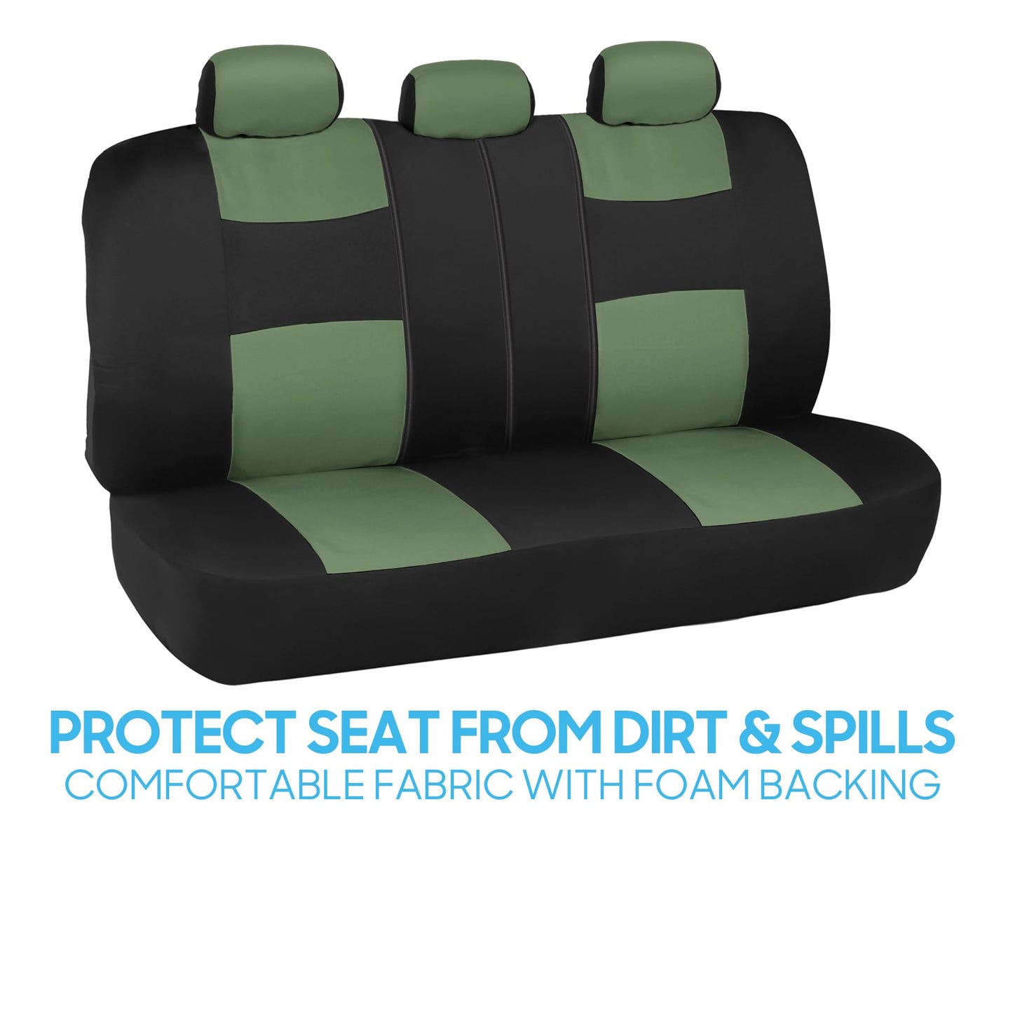 BDK PolyPro Car Seat Covers Full Set in Solid Black, Front and Rear Split Bench Seat Covers for Cars, Easy to Install Car Seats Cover Set and Accessories for Auto Trucks Van SUV - Solid Black